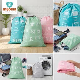 Dailygoods- Waszak Set van 4 - Opvouwbaar en Lichtgewicht - Waszakken met Spreuken - 50 x 70 cm - Polyester - Stijlvol en Functioneel - Wasmand — thumbnail 2
