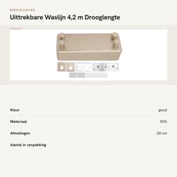 Dailygoods- Waslijn Uittrekbaar 4,2 m - Wanddroger - Roestvrij Staal - Compact - 30 kg Draagkracht - Inclusief Bevestigingsmateriaal - Droogrek — thumbnail 4