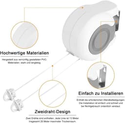 Dailygoods- Waslijn Uittrekbaar Duurzaam - Wanddroogrek - Waslijn Buiten - Waslijn Camping - Waterdicht - Compact Ontwerp - Kledinglijn — thumbnail 5
