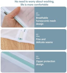 Dailygoods- Waszak Groot 60 x 80 cm - Waszakken voor Wasgoed - Wasnetten met Ritssluiting - Witte Waszakken - Set van 2 Stuks - Polyester Materiaal - Wasnet — thumbnail 5