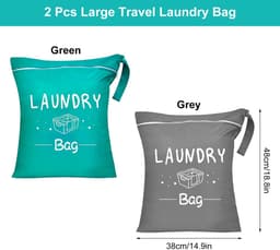 Dailygoods- Waszak 2-delige set - Waterdichte waszak - Opvouwbare waszak - Geschikt voor sportkleding - Met draagtas en ritssluiting - Lichtgewicht en multifunctioneel - Wasmand — thumbnail 2