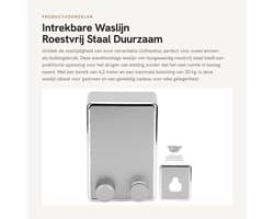Dailygoods- Waslijn Uittrekbaar 4,2 Meter - Wanddroogrek - Roestvrij Staal - Modern Design - Max. Belasting 20 kg - Geschikt voor Binnen/Buiten - Wasrek