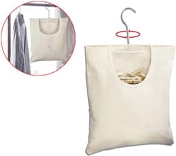 Dailygoods- Wasknijperzak Duurzaam - Wasknijpertas - Opbergtas - Hangende Wasknijperzak - 2 Stuks - 27 x 32 cm - Beige — thumbnail 4