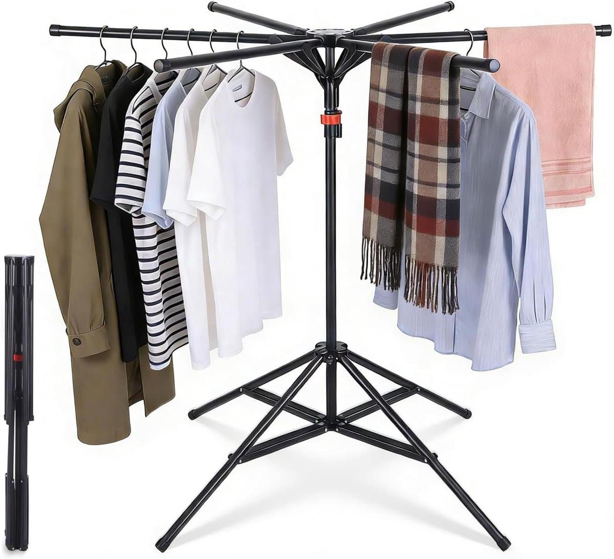 Droogmolen Hoogklapbaar - Kleding Droogrek - Kleding Drogen - Verstelbare Hoogte - Tot 20kg - Zwart — afbeelding 1