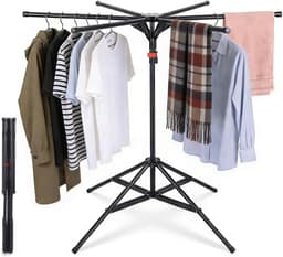 Droogmolen Hoogklapbaar - Kleding Droogrek - Kleding Drogen - Verstelbare Hoogte - Tot 20kg - Zwart — thumbnail 1