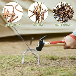 Set van 6 Grondankers van 30 cm in Gegalvaniseerd Staal - Robuuste U-vormige Tentpinnen voor Beveiliging van Tenten, Schuttingen en Campinguitrusting — thumbnail 2