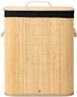 Kipit Wasmand van bamboe - zwart / bruin - 60 liter - 40 x 30 x 50 cm - met deksel - met binnendoek — thumbnail 5