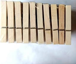 Houten Was Knijpers - Kledinghangers - Kleding Drogen - Roestvrije Veer - 50 Stuks - Natuurlijk — thumbnail 2