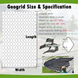 Grind Stabilisator Raster - Honingraat Fundering Mesh - Oprit Stabiliseren - 10 cm Hoge Bodemversterking - 3600 kg Draagvermogen - Zwart — thumbnail 2