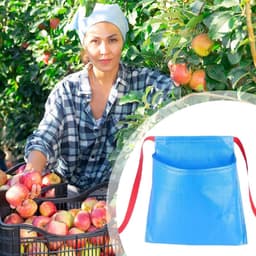 Tuinschort met Zakken - Groente & Eierverzamelaar - Fruit Oogsten - Waterdicht Nylon Materiaal - 30x30x18 cm - Blauw — thumbnail 3