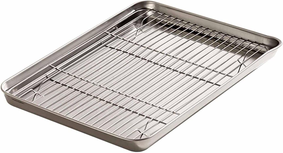 RVS Lekbak - Opvangbak Drip Tray - Voorkomt Vlekken - Hoge Rand Ontwerp - 24x18cm - Zilver — afbeelding 1