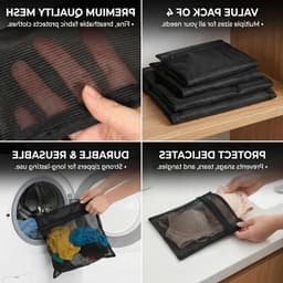 Set van 4 fijne waszakken met rits voor delicate kleding - Bescherming tijdens het wassen, 30x40cm, 40x50cm, 50x60cm, ideaal voor thuis en op reis — thumbnail 3