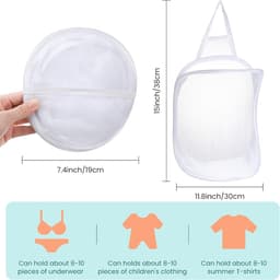 Wasmand - wasmanden - wassorteerder - 3 stuks - opvouwbare wasmand - inklapbare wasmand - opvouwbare opbergmand - Organizer kleding - organizer kledingkast - camping wasmand - opvouwbare waszak - 30*18*40cm - Wit - reis wasmand — thumbnail 5