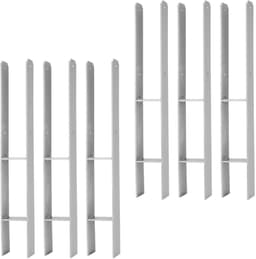 Paaldragers 6 stuks - Paalankers H-anker - Stevige Fundering - Robuust Gelakt IJzer - 600x60x111 mm - Zilver Grijs — thumbnail 1