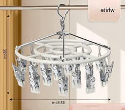 Droogrek voor Kleding met 24 Clips, Rotatable en Winddicht, Ideaal voor Sokken en Ondergoed, Wit — thumbnail 1