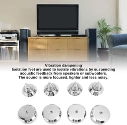 Luidspreker Isolatie Voeten - Demper Pads - Audio Verbetering - M6 Schroefdraad - 4 Sets - Zilver — thumbnail 2