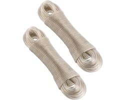 Dailygoods- Waslijn Uittrekbaar 30m - 2 Pack - Stalen Kern - Roestvrij en Waterdicht - Duurzaam - PVC Coating - Waslijn Touw
