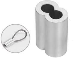 Dailygoods- Draadkabel 50 Stuks - Aluminium Kabeldraad - Zilveren Krimpring-Hulsklem - Geschikt voor Hondentouw/Waslijn - Diameter 8 mm - Laag Gewicht/Hoge Prestaties - Staaldraad — thumbnail 4