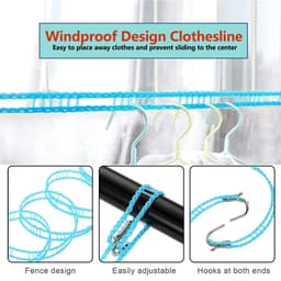 Dailygoods- Waslijn - 2 Stuks - Antislip Elastisch Touw - Draagbare Waslijn - Winddichte Outdoor Waslijn - Hoogwaardig PE-Materiaal - Drooglijn — thumbnail 4