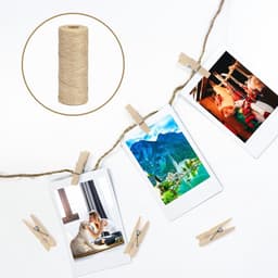 Houten wasknijpers set van 100 stuks, kleine knijpers voor foto's en knutselen met jute touw van 30 meter — thumbnail 4