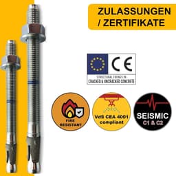 Heavy Duty Pluggen - Betonankers Bouten - Hoge Lasten Bevestigen - ETA Goedkeuring Optie 1 - M12x200 - Verzinkt — thumbnail 3