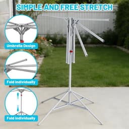 Dailygoods- Droogrek Uittrekbaar - Inklapbaar - Stabiel - Ruimtebesparend - 6 Vleugels - Voor Balkon/Binnen/Buiten - Wasrek — thumbnail 3