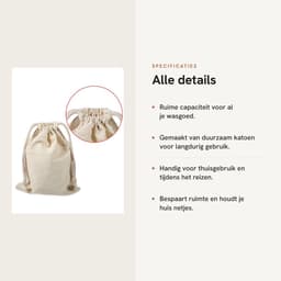 Dailygoods- Waszak Grote Capaciteit - Katoenen Waszak - Huishoudelijke Opslagzak - Reizen - Ecologisch Katoen - Sluiting met Koord - Opbergtas — thumbnail 2
