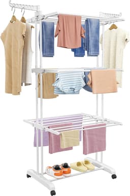 Droogtoren - Wasdroger rek - Kleding Drogen - 4 Verdiepingen - 171 cm Hoog - Wit — thumbnail 1