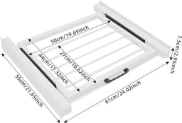 Wasrek - Uittrekbaar Droogrek voor Wasmachine en Droger - Universeel Tussenframe - 5 Stangen - Wit - 61 x 55 x 7,5 cm — thumbnail 2