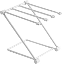 Vouwbare verticale handdoekstandaard met 4 armen voor het drogen en opbergen van keukendoeken in lichtgrijs — thumbnail 1
