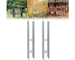 2 Stuks H-Paaldrager H-Anker Set in RVS met Coating voor Buiten, 101 x 600 mm, 5 mm Dikte, Duurzaam en Weerbestendig