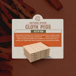 Houten knijpers - Wasknijpers - Kleding drogen - Weerbestendig ontwerp - 100 stuks - Houtkleur — thumbnail 5