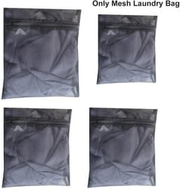 Dailygoody - Wasnet voor wasmachine - Waszak met ritssluiting - Zwart - Geschikt voor kleding - 4 stuks voor ondergoed en babykleding — thumbnail 3