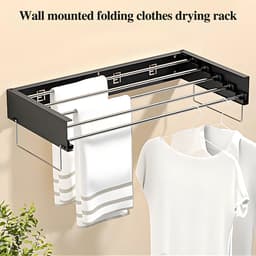 Dailygoody - Droogrek - Uittrekbaar - Ruimtebesparende wandmontage - Zwart - Wasdroger - Voor binnen en buiten - 80 cm — thumbnail 2
