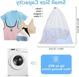 Wasnet voor Wasmachine 40 x 50 cm, Set van 2, Grote Waszak met Trekkoord, Herbruikbare Fijne MESH Waszakken voor College, Studentenhuis en Thuisgebruik — thumbnail 5