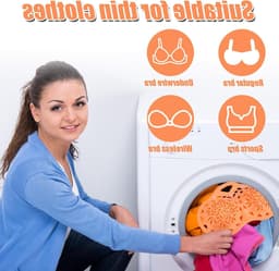 Delicate waszak voor bh's van siliconen met knoop - Bescherming voor bh's en lingerie tijdens het wassen in de wasmachine (32A tot 38D) - Ideaal voor ondergoed en kleding in de wasmachine (Oranje) — thumbnail 2