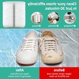 Grote waszak voor schoenen en sneakers met extra reinigingsvak, ideaal voor het wassen van sportschoenen en leren schoenen, versterkte ritssluiting, wit — thumbnail 4