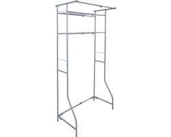 Uittrekbaar Wasmachine Rek bovenbouw Grijs - Metalen Opbergrek 170x60-90cm - Badkamer & Wasruimte Organizer met 2 Planken