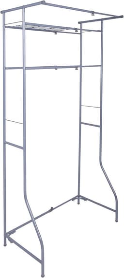Uittrekbaar Wasmachine Rek bovenbouw Grijs - Metalen Opbergrek 170x60-90cm - Badkamer & Wasruimte Organizer met 2 Planken — thumbnail 1
