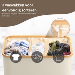 CLVP® Wassorteerder 3 Vaken - Wasmand - Wassorteerder - Beige — thumbnail 5