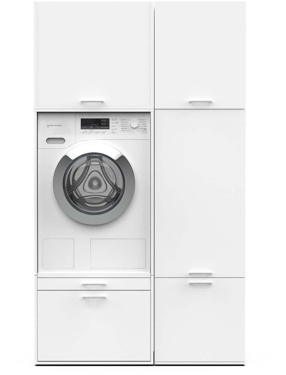 Washcab® Wasmachine Kast - Wasmachine Verhoger - Wasmachine Ombouw - Wit - Solo Set 2 — afbeelding 1