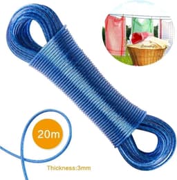 Uittrekbare Waslijn - Draagbaar Droogrek - Reizen Kamperen - 20 Meter Staaldraad - 3 mm Dikte - Goud Geel — thumbnail 3