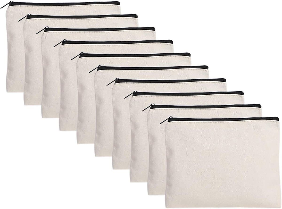 Zipper Fabric Bags - Set van 10 Lege Canvas Tassen voor Creatieve Projecten en Organisatie - 13x10cm — afbeelding 1