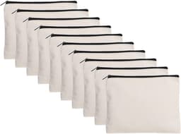 Zipper Fabric Bags - Set van 10 Lege Canvas Tassen voor Creatieve Projecten en Organisatie - 13x10cm — thumbnail 1
