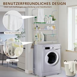 Drie-laags Wasmachine Rek Zonder Boren - Stabiele Metalen Opbergplank voor Badkamer — thumbnail 3