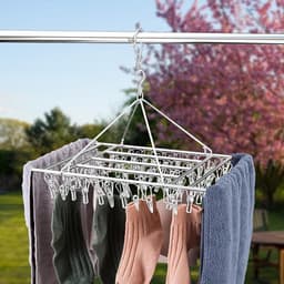 Pack of 2 Foldable Rotatable Stainless Steel Clothes Rack with 30 Clips for Socks Underwear Bras Baby Clothing Gloves — thumbnail 2