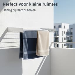 Goodly® High quality Wanddroogrek - Droogrek muur inklapbaar - Wasrek - Wasdroogrek buiten - QUALITY 8.4m - drooglijn - XXL - Wit — thumbnail 3