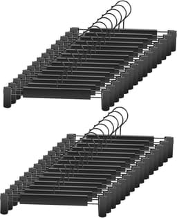 10-pack broekhangers, ruimtebesparende rokhanger met 360° draaibare haak, verstelbare clip, broekhanger, kledinghanger, zwart — thumbnail 1