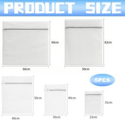 longziming -5-delige Waszakken Set met Honingraatstructuur – Sterke Wasnetten voor Fijn Wassen, Ondergoed & Kleding – Herbruikbare Wastas met Rits – Ideaal voor Reizen & Kledingorganisatie — thumbnail 2