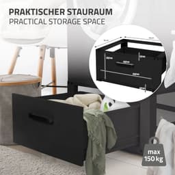 Wasmachine verhoger, Wasmachine Onderstel 63x54x31 cm met lade in zwart ML design — thumbnail 3